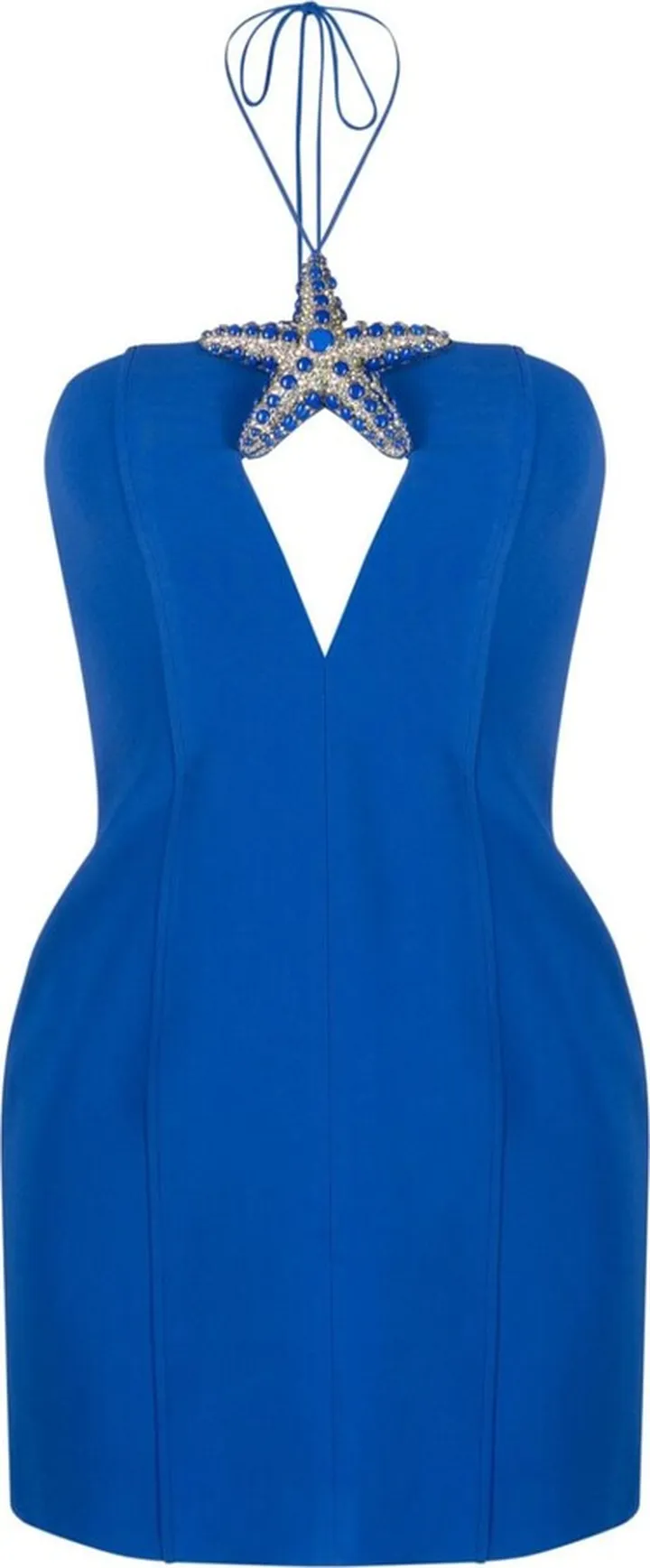 Crystal-Embellished Stretch-Cady Halterneck Minidress