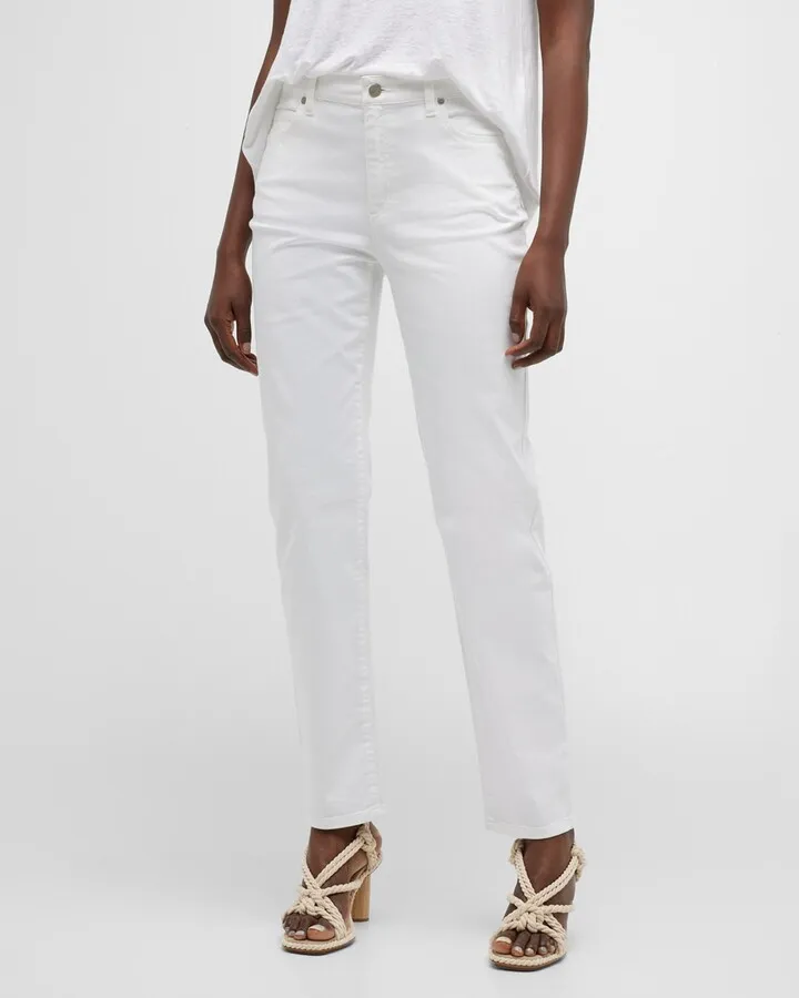 High-Rise Straight-Leg Stretch Denim Pants