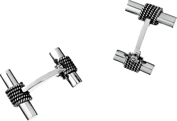 Classic Rope Rhodium-Plated Cufflinks