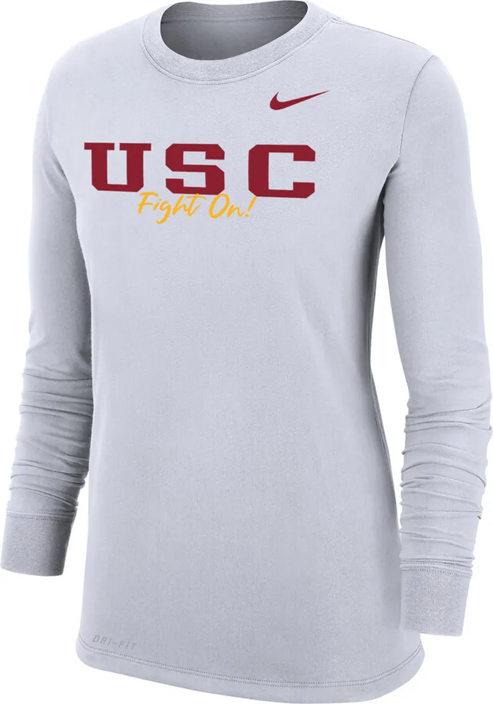 Nike Women's College Dri-FIT Mantra 365 (USC) Long-Sleeve T-Shirt in White