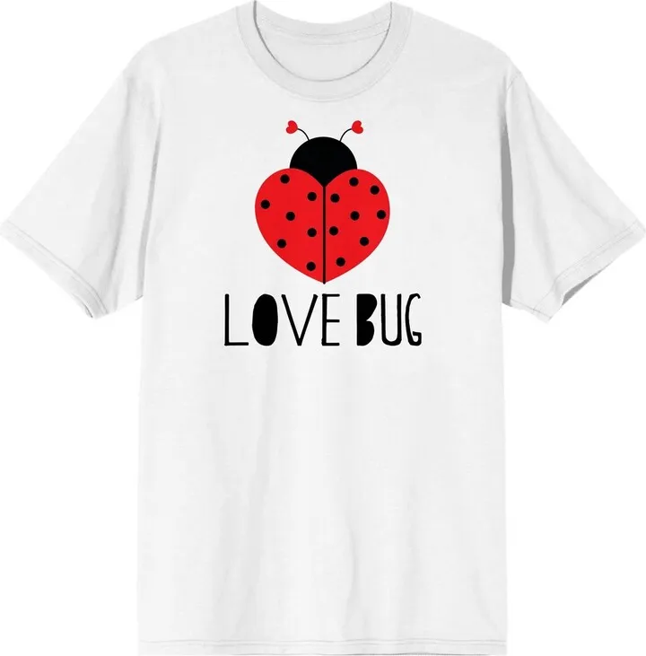 V Day Love Bug Crew Neck Short Sleeve White Women’s T-shirt-Small
