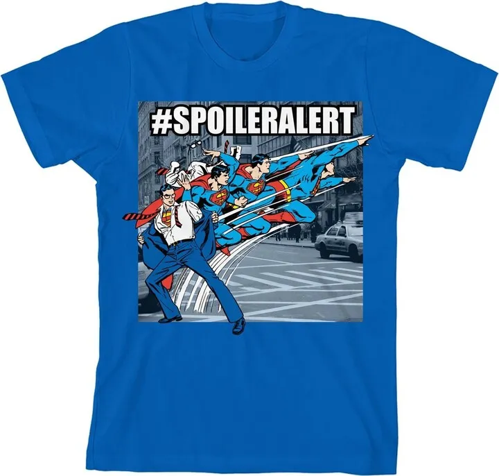 Superman #SpoilerAlert Youth Royal Blue Graphic Tee-Small