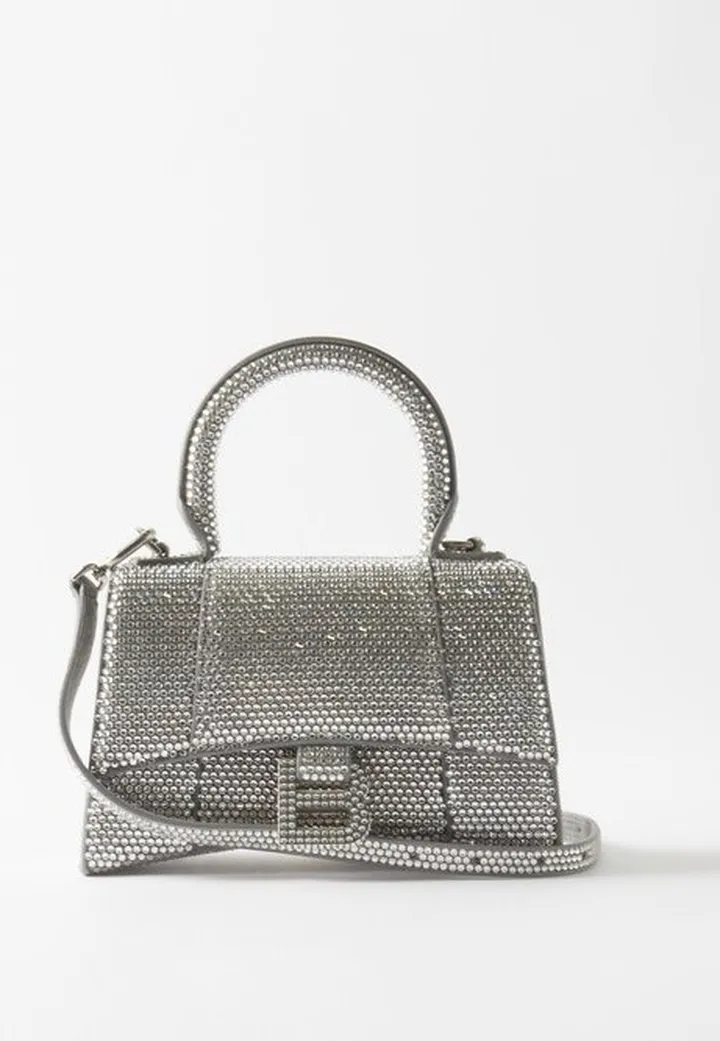 Hourglass Xs Crystal-embellished Handbag