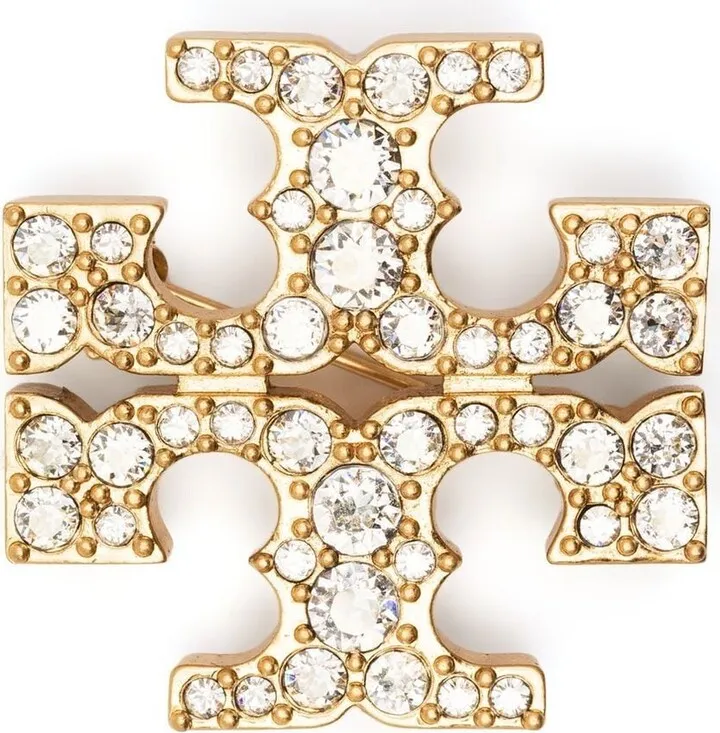 Crystal-Embellished Logo Broach