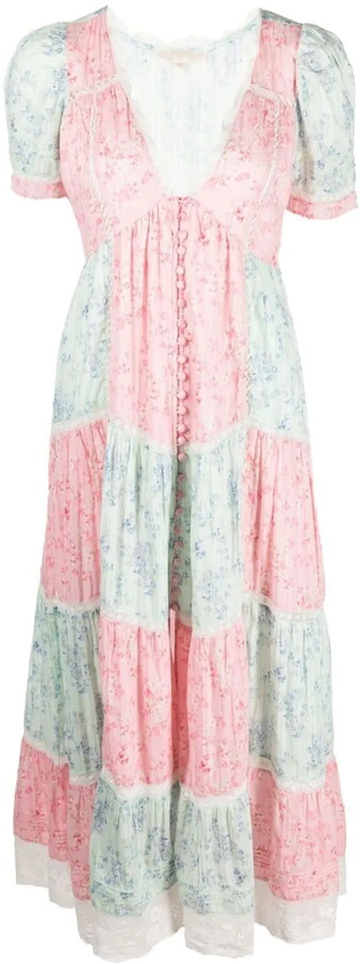 Floral-Print Patchwork Dress