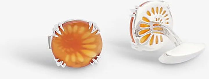 Mens Silver Agate-embellishment Limited Edition Sterling-silver Agate Cufflinks