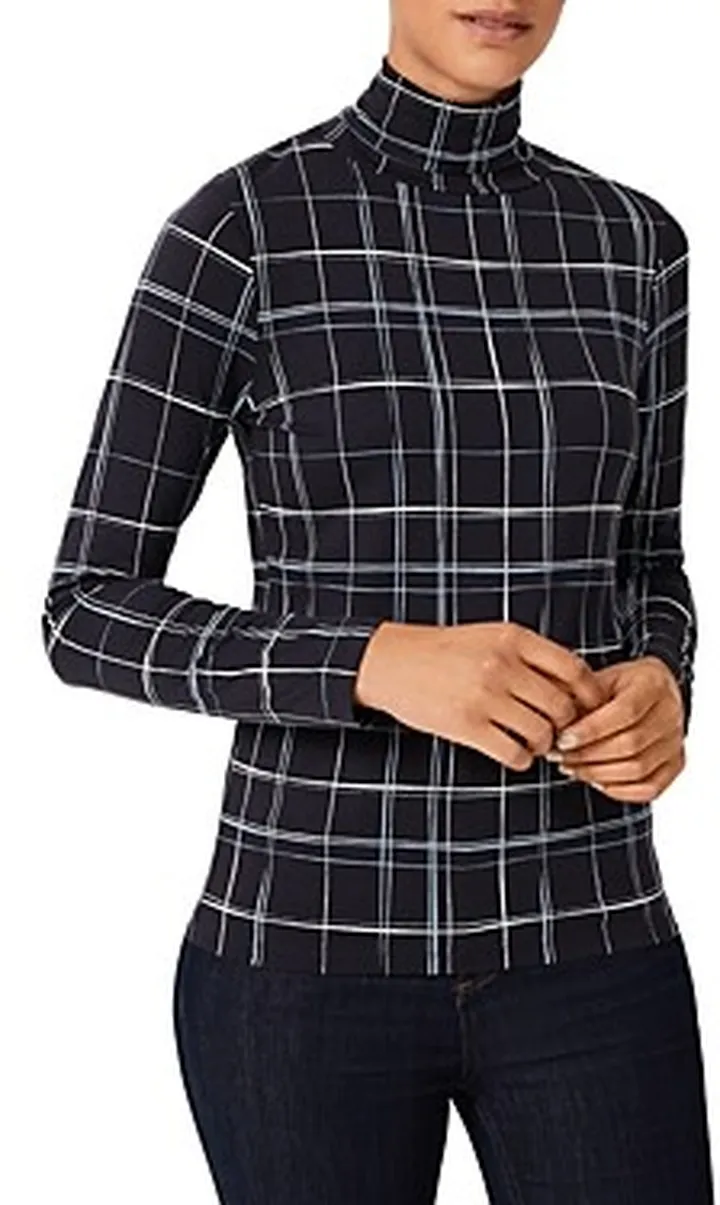 Hobbs London Mischa Plaid Turtleneck Top