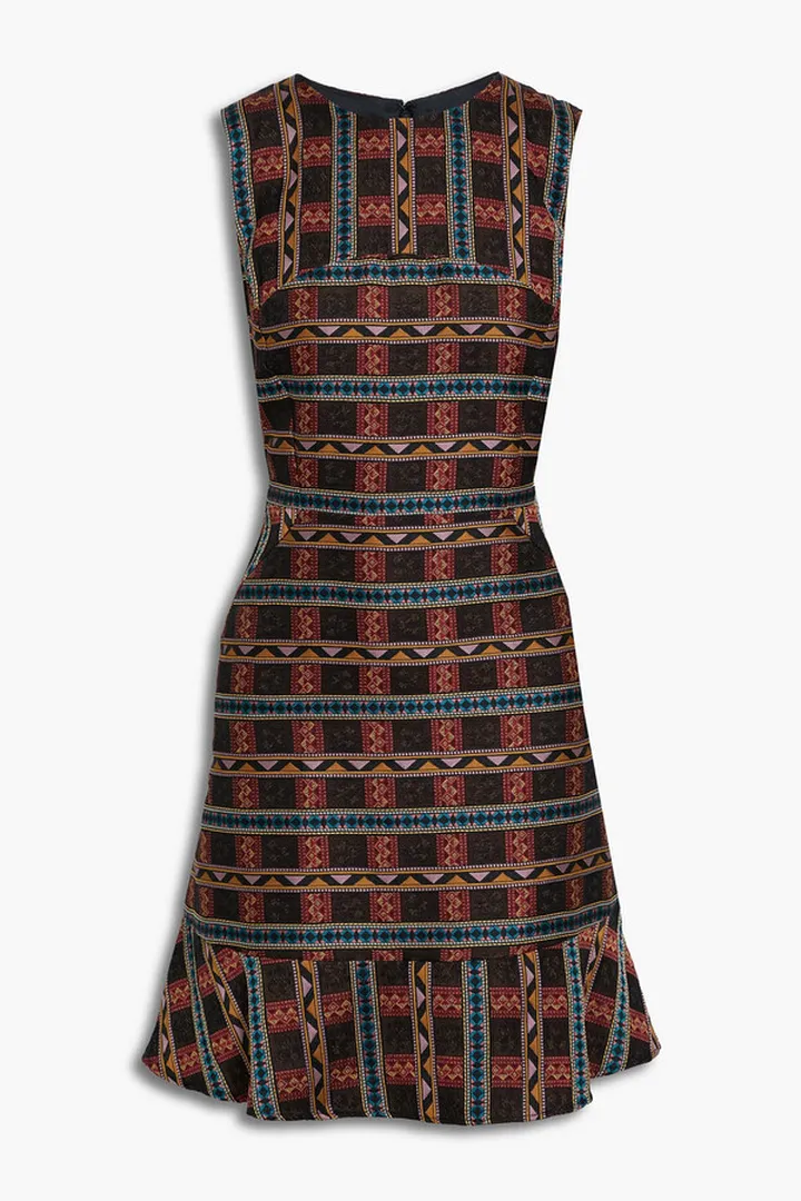 Jasper fluted jacquard mini dress