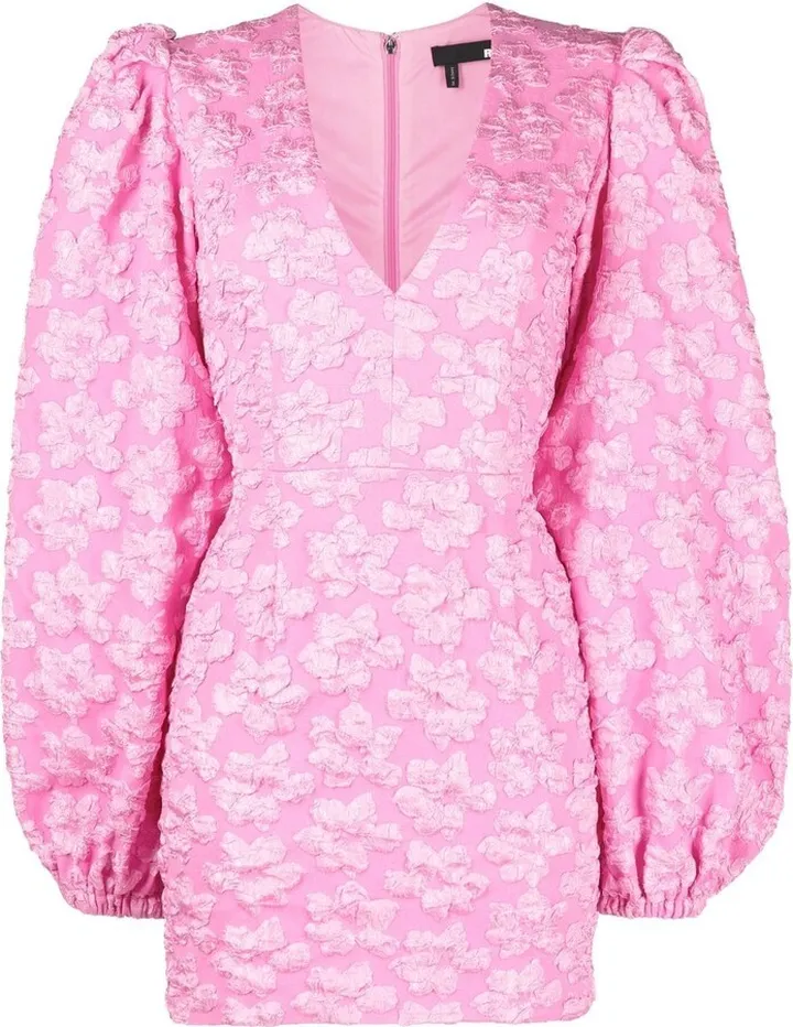 Valenia floral jacquard puff-sleeve minidress