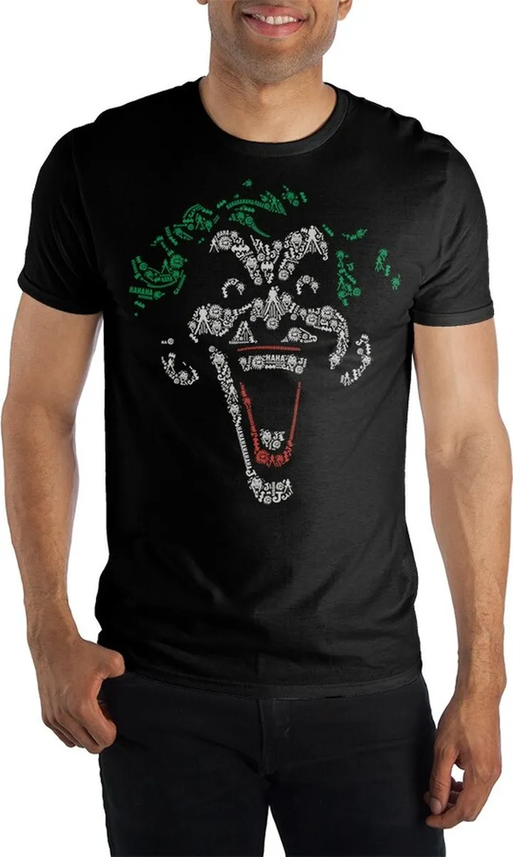 Batman Joker Full Face Evil Maniacal Smile Tee Shirt T-Shirt-Large