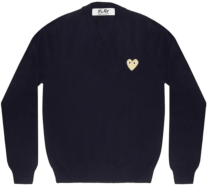 Wool V-Neck Heart Sweater