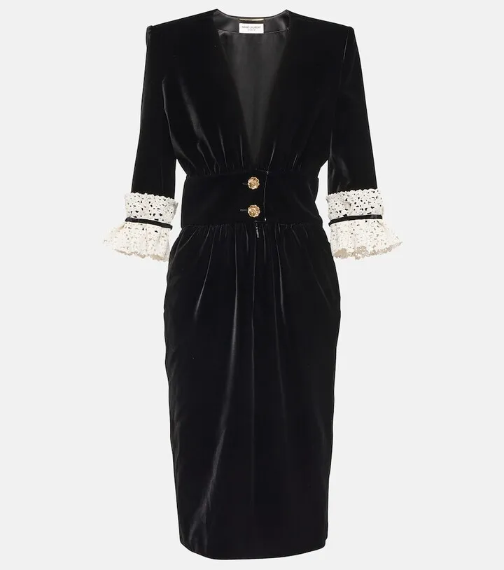 Cupro velvet midi dress