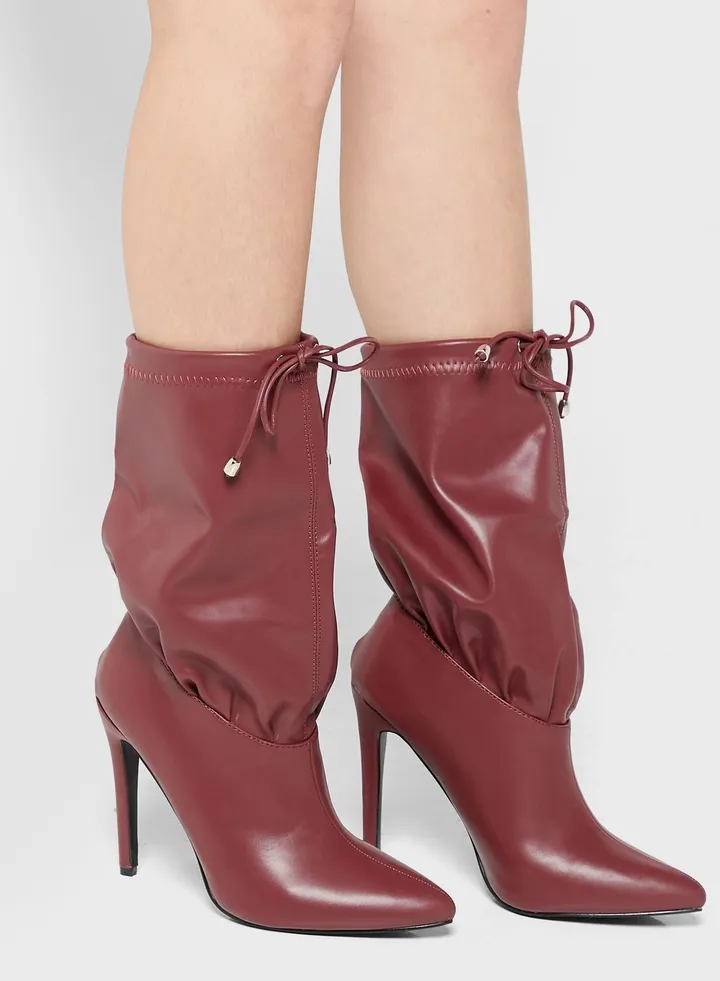 Ruched Detail Pointed Boot