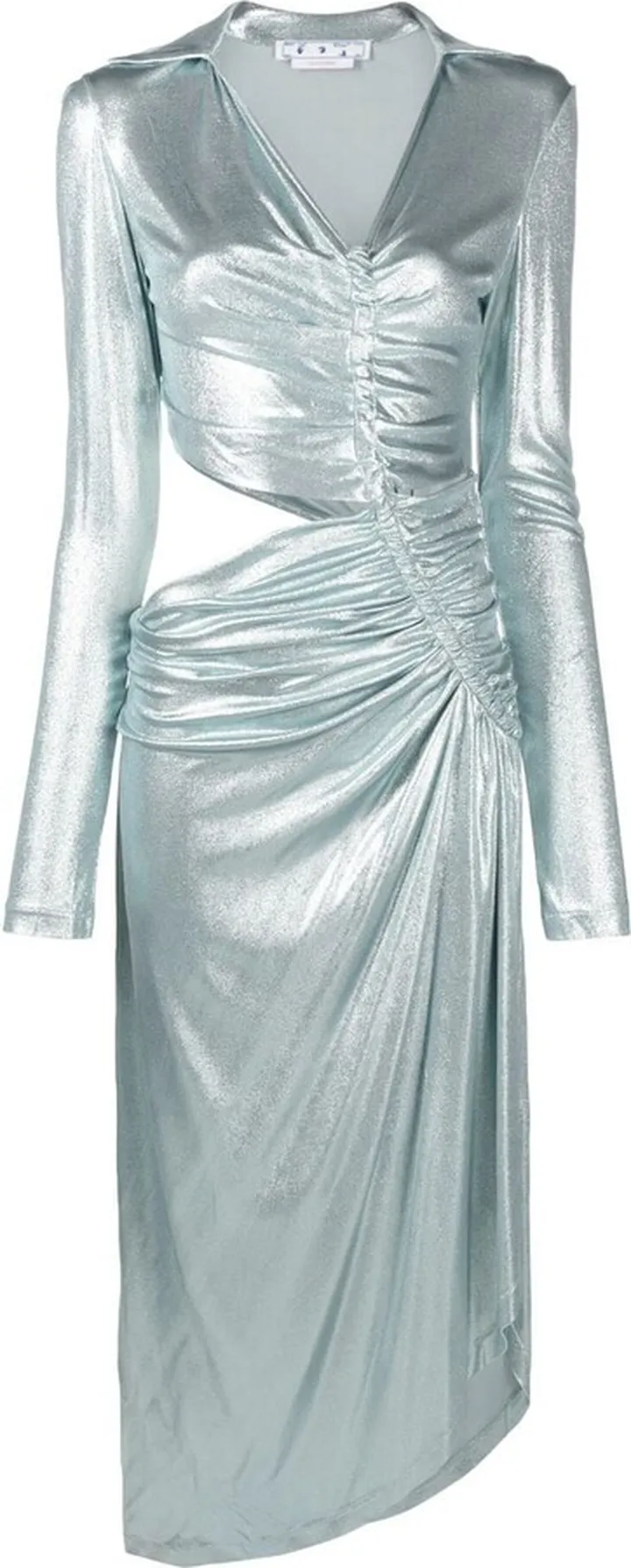 Metallic Draped Midi Dress
