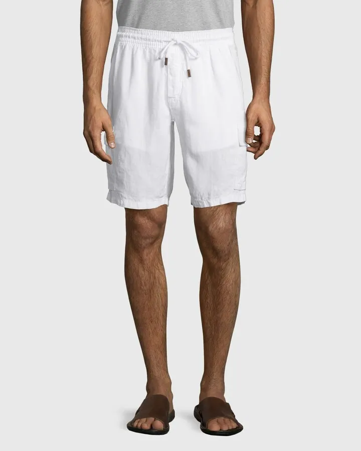 Baie Solid Linen Cargo Shorts