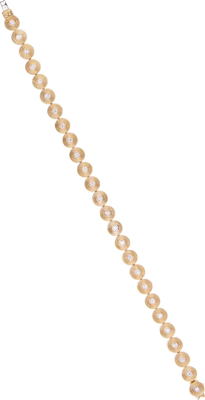 Women's 14K Gold Fluted Tennis Diamond Bracelet