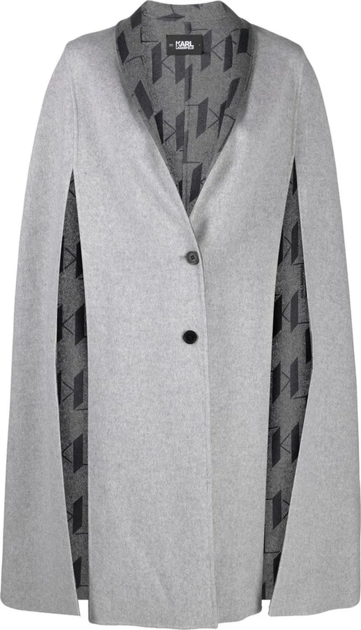 Intarsia Knit Logo Reversible Cape