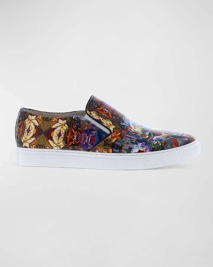 Men's Morcilla Mix Graphic-Print Low-Top Sneakers