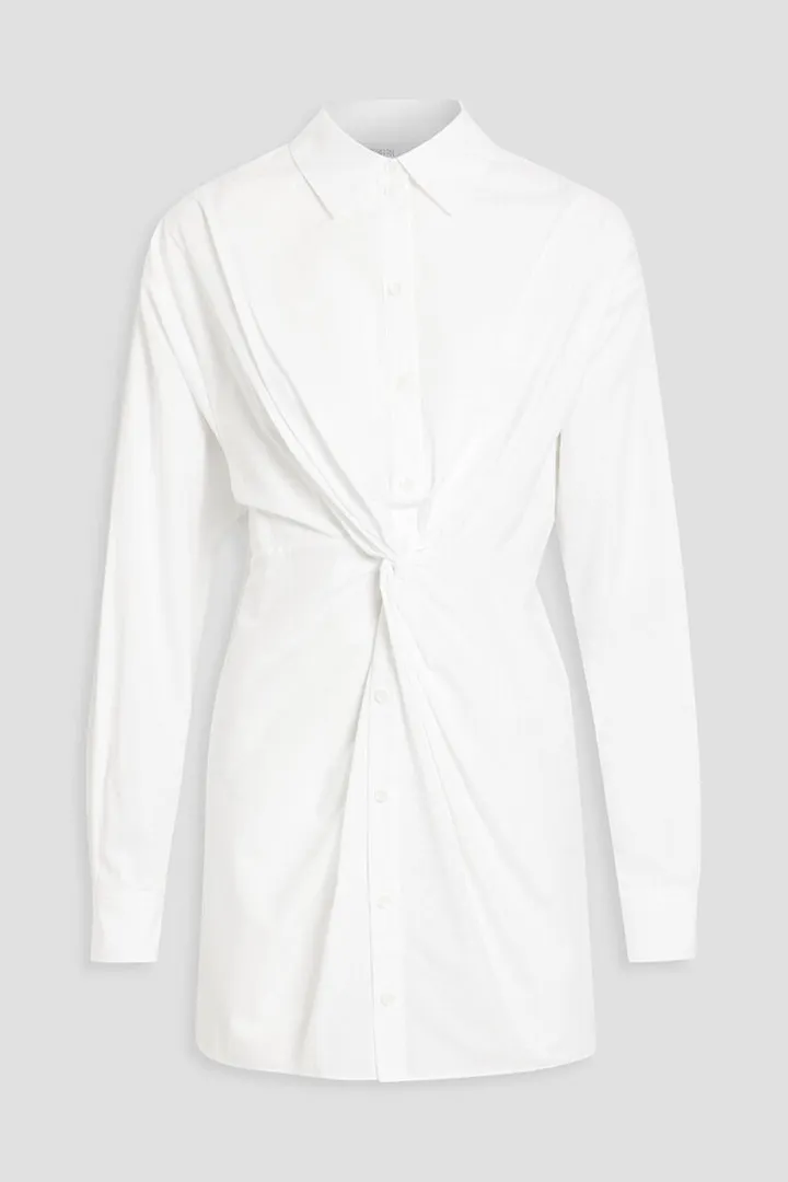 Twist-front cotton-poplin shirt