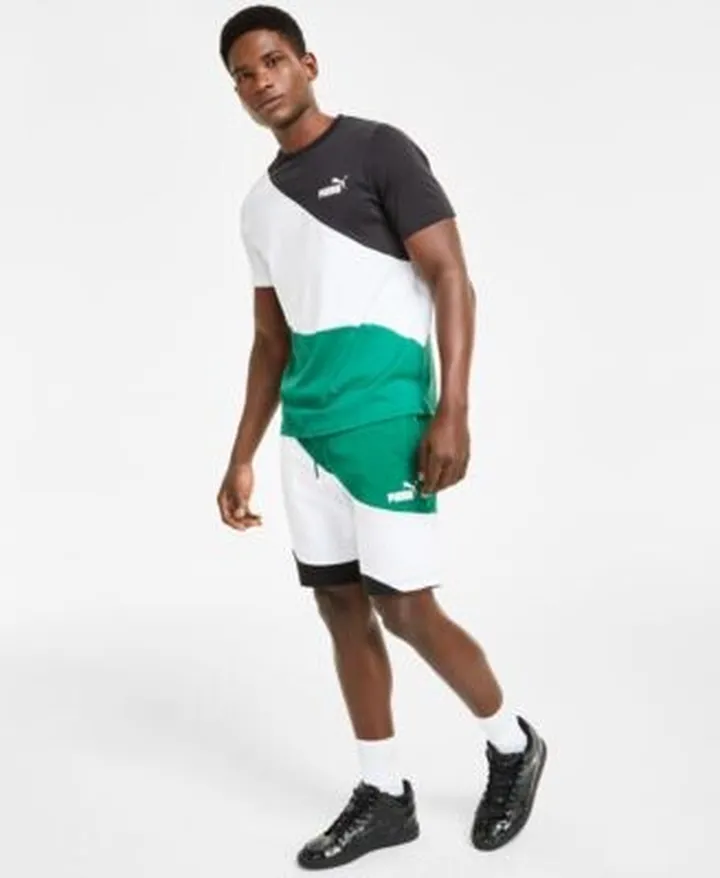 Puma Mens Colorblocked Crewneck T Shirt Shorts