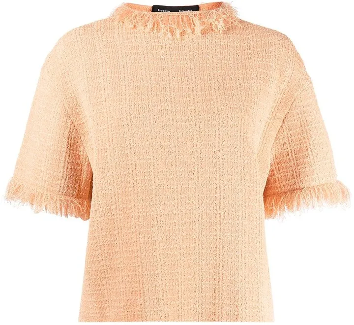 Frayed-Edge Jacquard Top