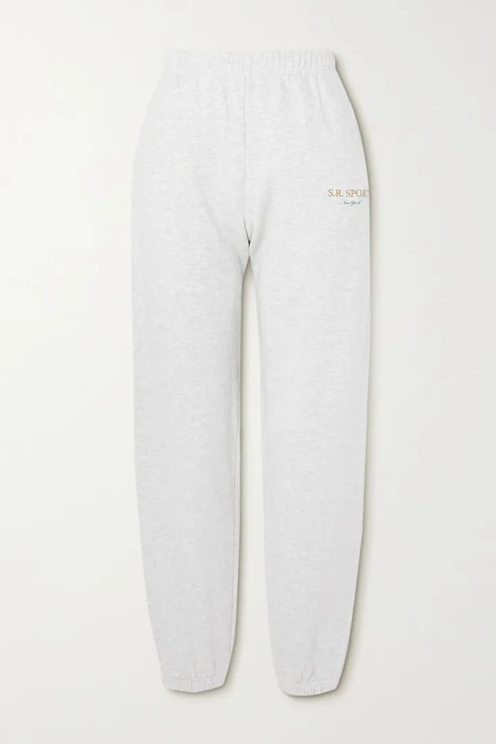 Sporty & Rich - Wimbledon Printed Cotton-blend Jersey Track Pants - Gray
