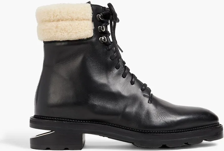 Andy lace-up shearling-trimmed leather ankle boots