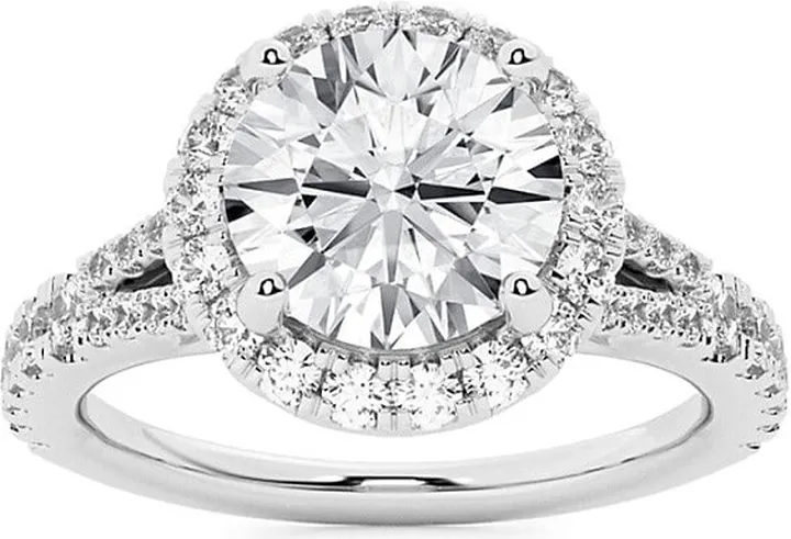 Build Your Own Collection 14K White Gold & Lab Grown Diamond Halo Engagement Ring