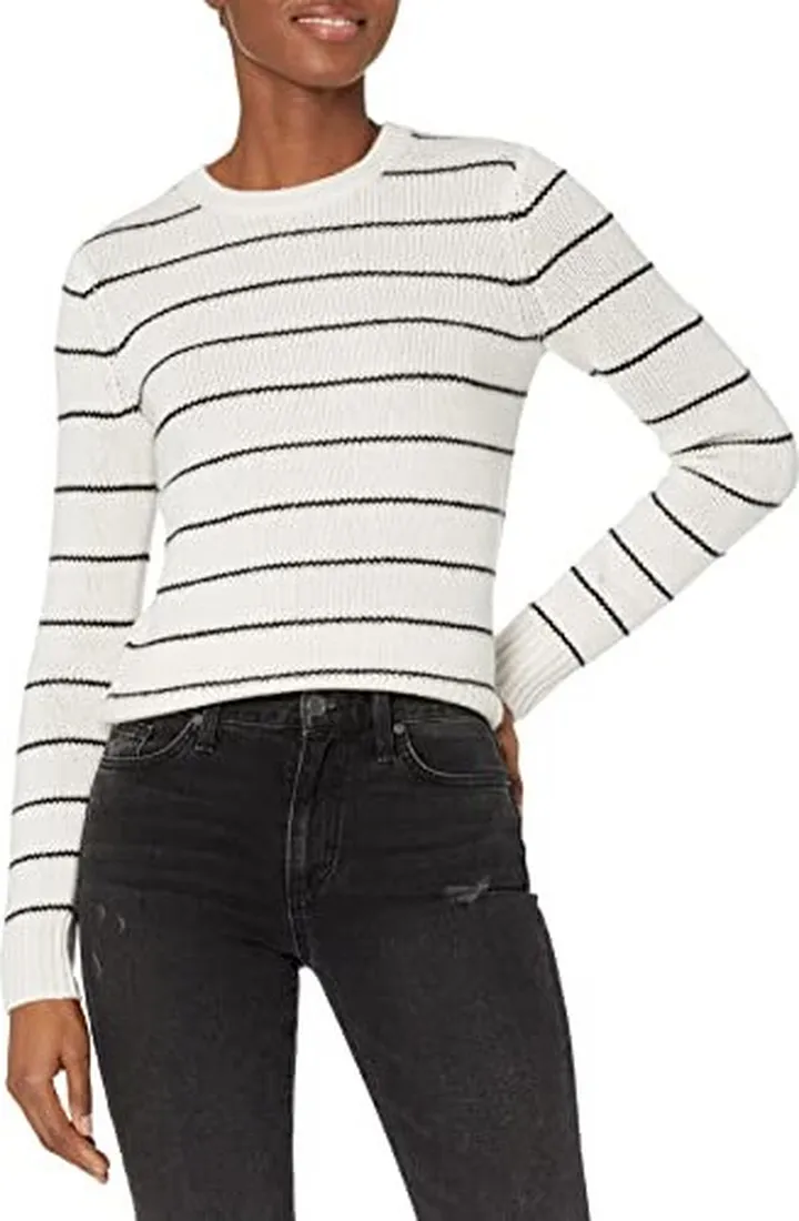 Vince Women's Cashmere Striped Fitted Crew Neck