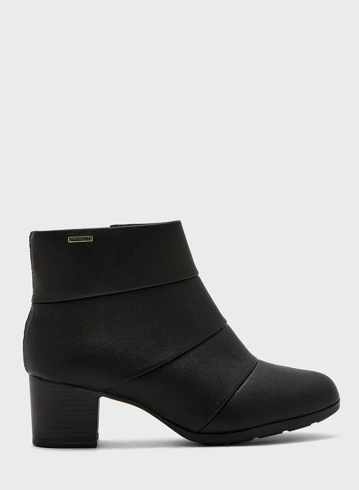 Close Toe Mid Heel Ankle Boots
