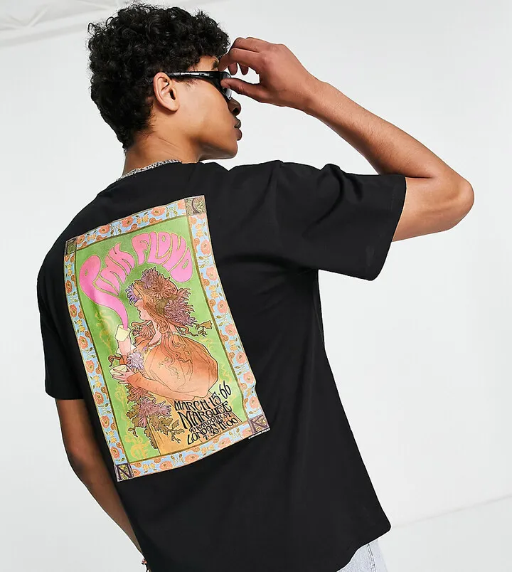 Reclaimed Vintage Inspired unisex license Pink Floyd T-shirt in black