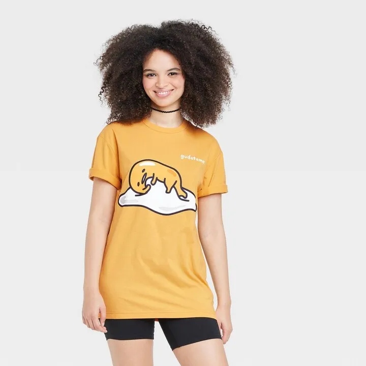 Women's Sanrio Gudetama Oversized Short Sleeve Graphic T-Shirt - Yellow M