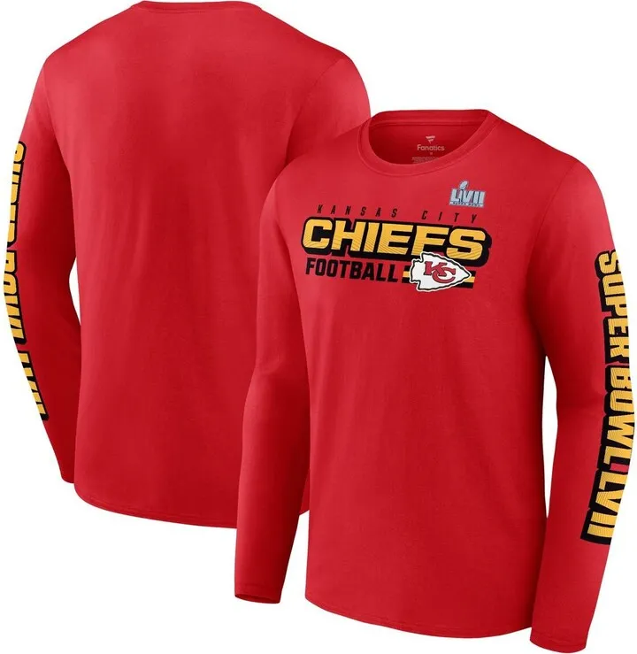 Men's Fanatics Branded Red Kansas City Chiefs Super Bowl Lvii Star Trail Long Sleeve T-shirt