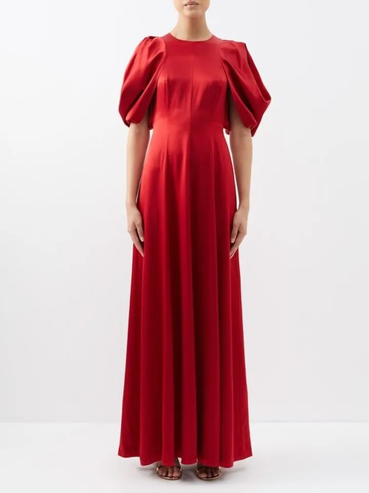 Draped Silk-satin Gown