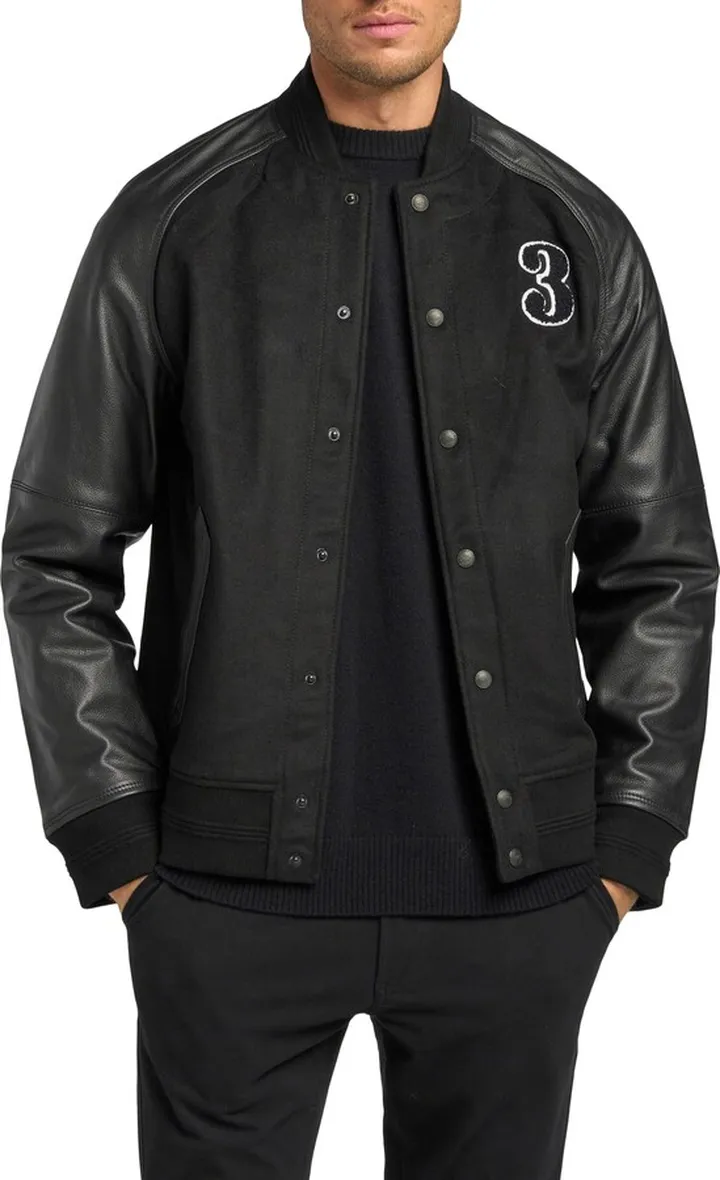 Men's The Legacy Leather Sleeve Wool Blend Varsity Jacket
