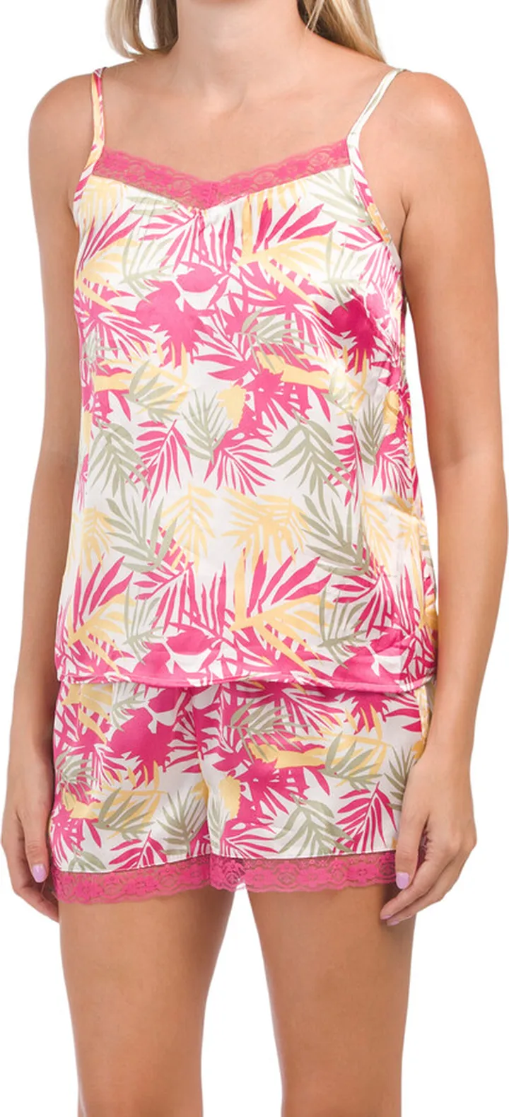 Camisole And Shorts Set With Lace