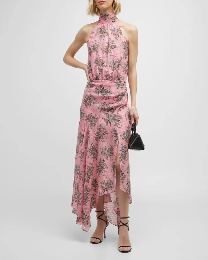 Leia Printed High-Neck Maxi Dress