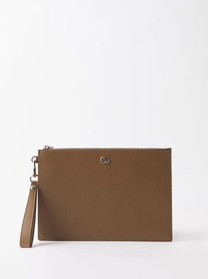 GG-plaque Leather Pouch