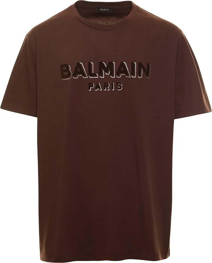 Balmain Oversized Flocked Logo T-Shirt