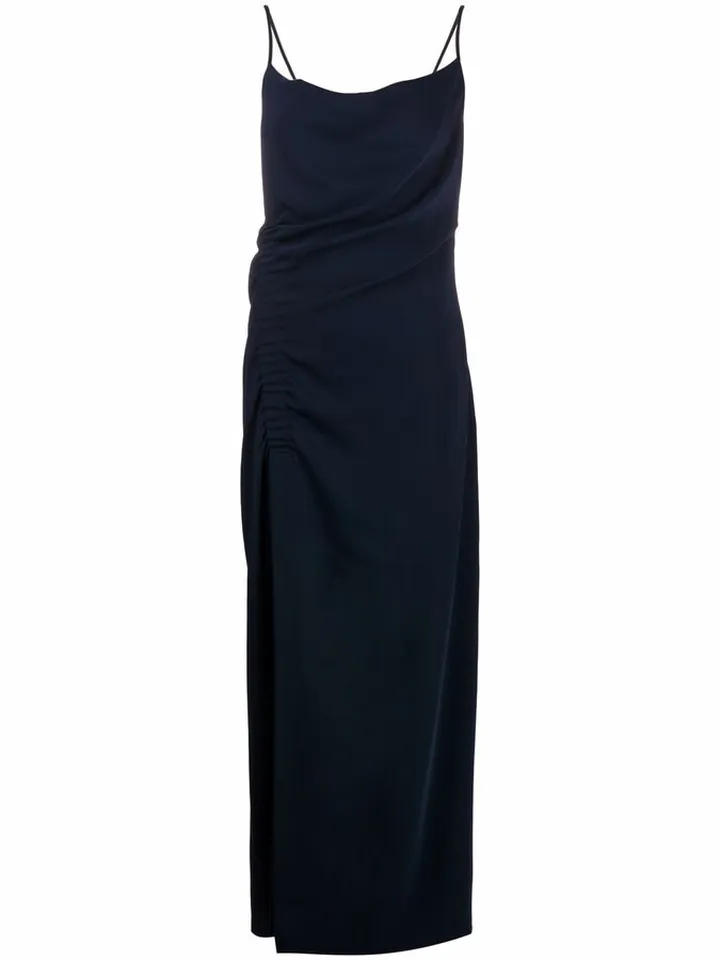 Side-Slit Ruched-Effect Long Dress