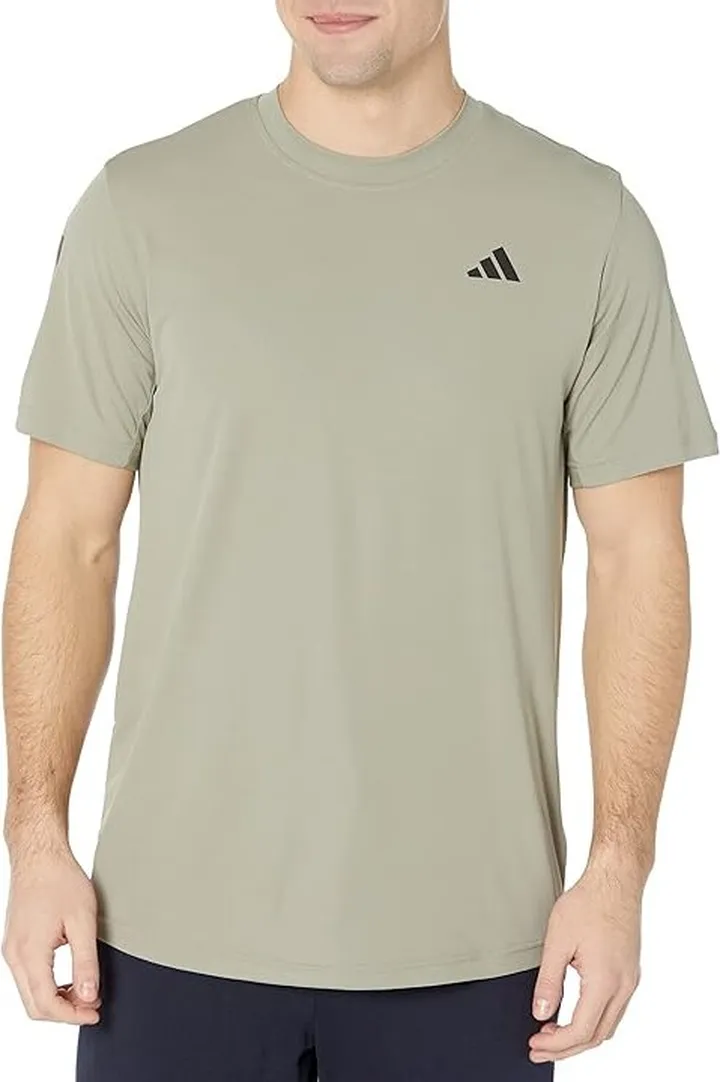 adidas Club 3-Stripes Tennis Tee (Silver Pebble) Men's Clothing