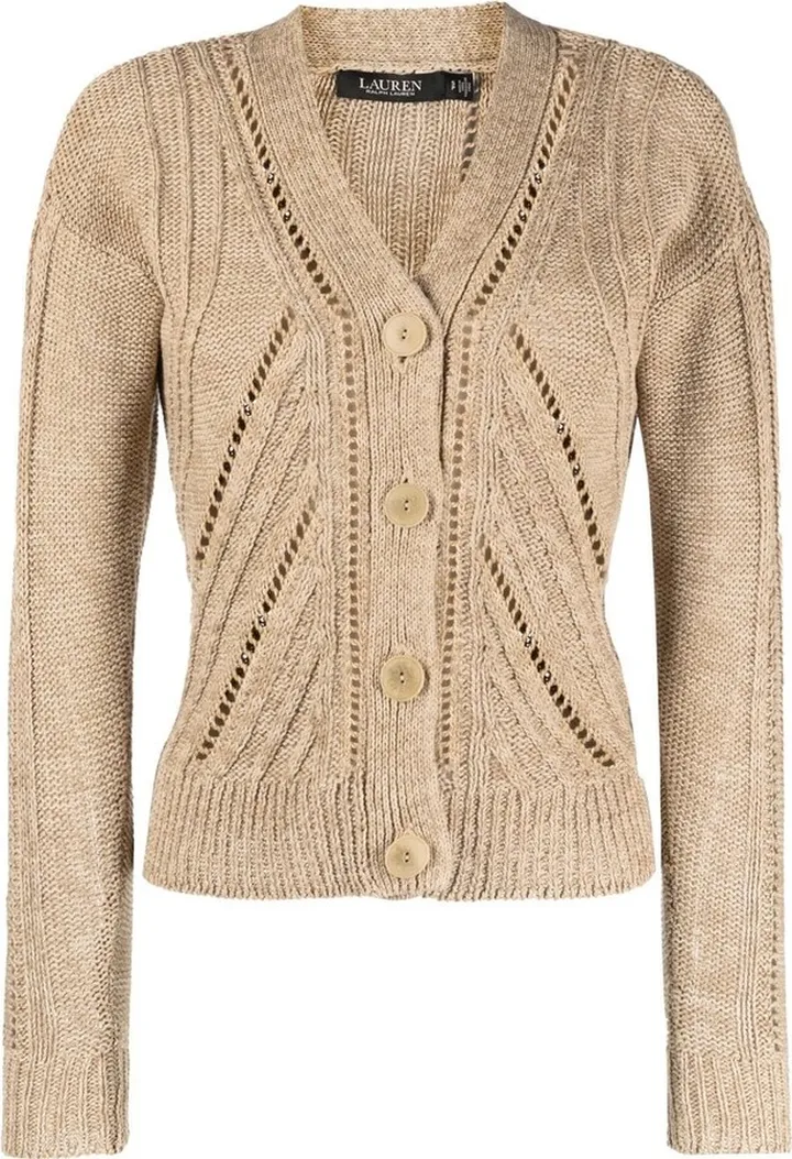 pointelle-knit V-neck cardigan
