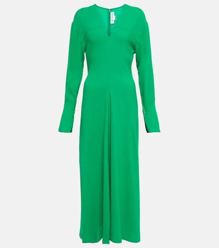 V-neck crepe midi dress
