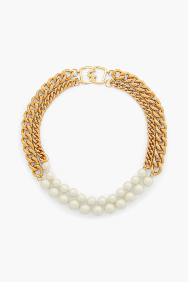 Gold-plated faux pearl necklace