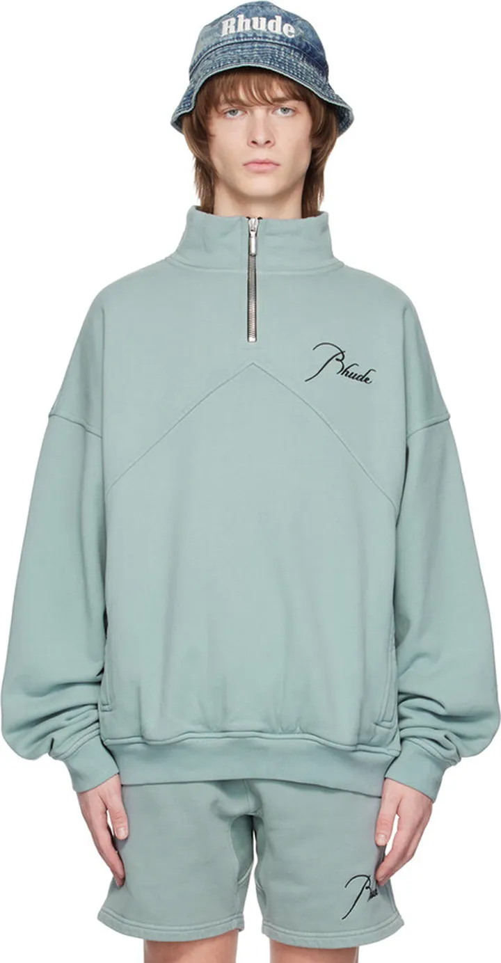 Rhude Green Embroidered Sweater