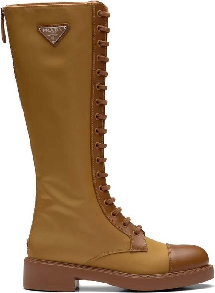 Brushed-leather lace-up boots