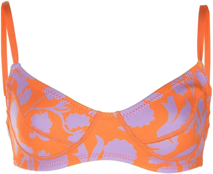 Abstract-Print Bikini Top