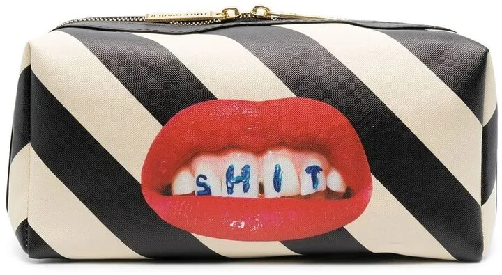 Toilet-Paper stripe-print wash bag