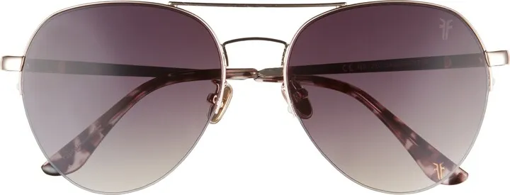 56mm Gradient Semi Rimless Aviator Sunglasses