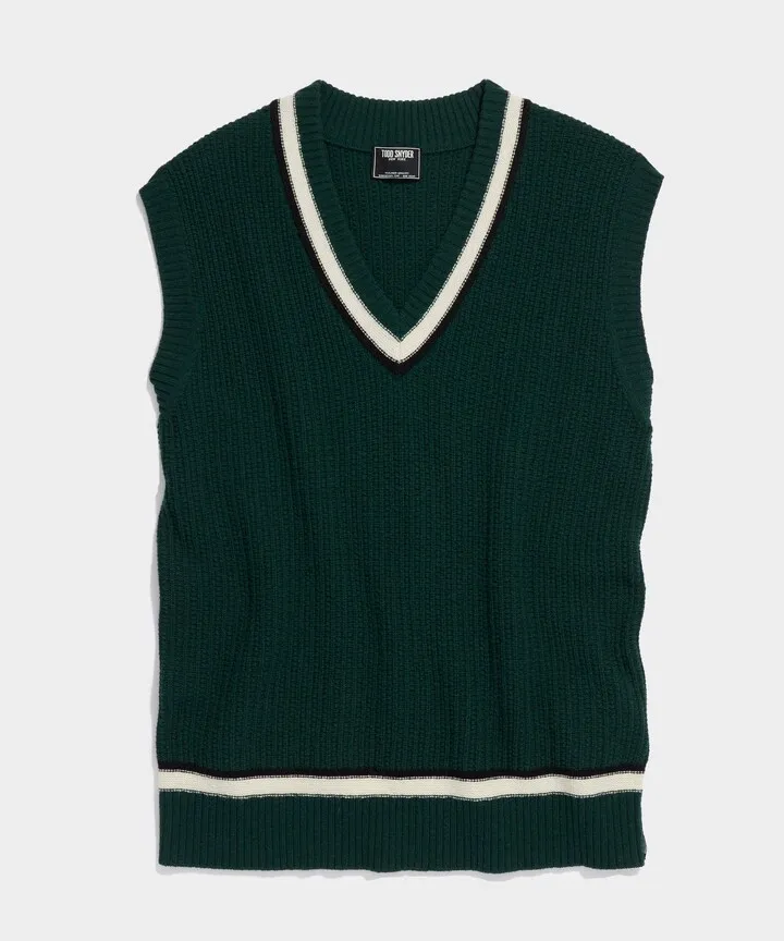 Lambswool Cricket Sweater Vest in Dark Alpine